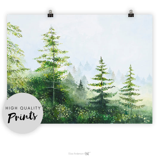 Forest reflection in water watercolor painting - print - Eliza Anderson ArtEliza Anderson Art